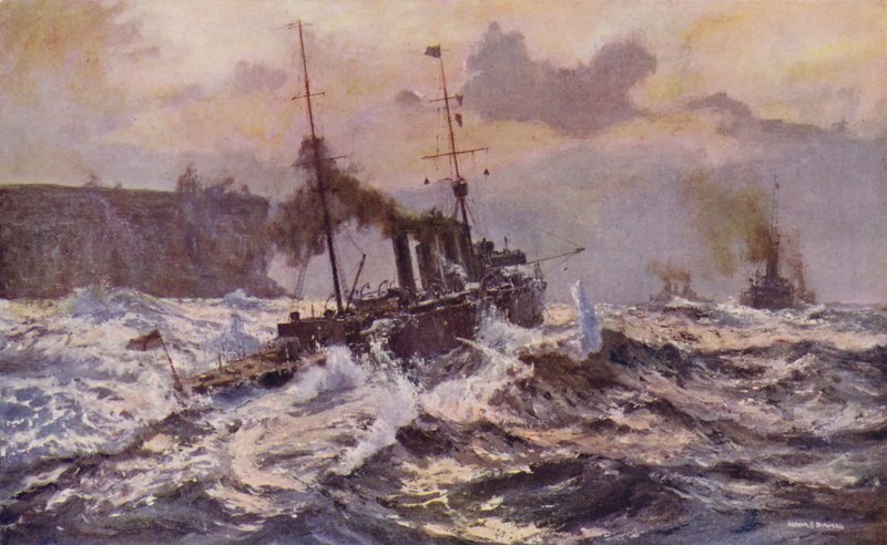 Válečné lodě australského námořnictva opouštějící přístav Sydney (barva litho) od Arthur C. Burgess