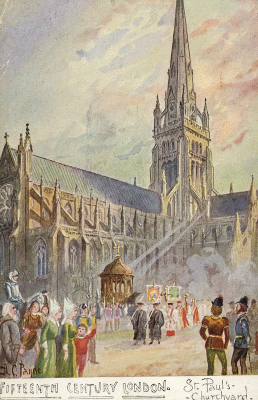 Londýn patnáctého století – hřbitov svatého Pavla od Arthur Charles Payne