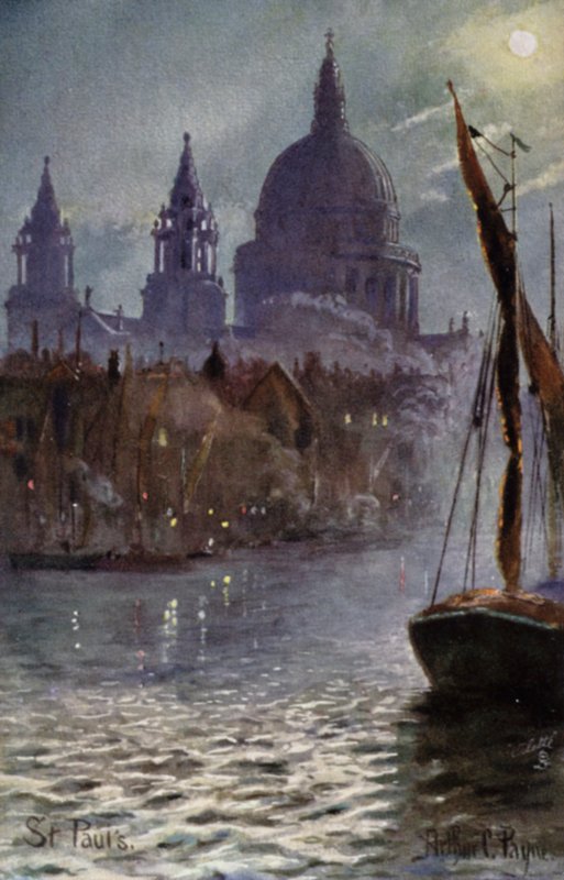 Katedrála svatého Pavla od řeky Temže, Londýn od Arthur Charles Payne
