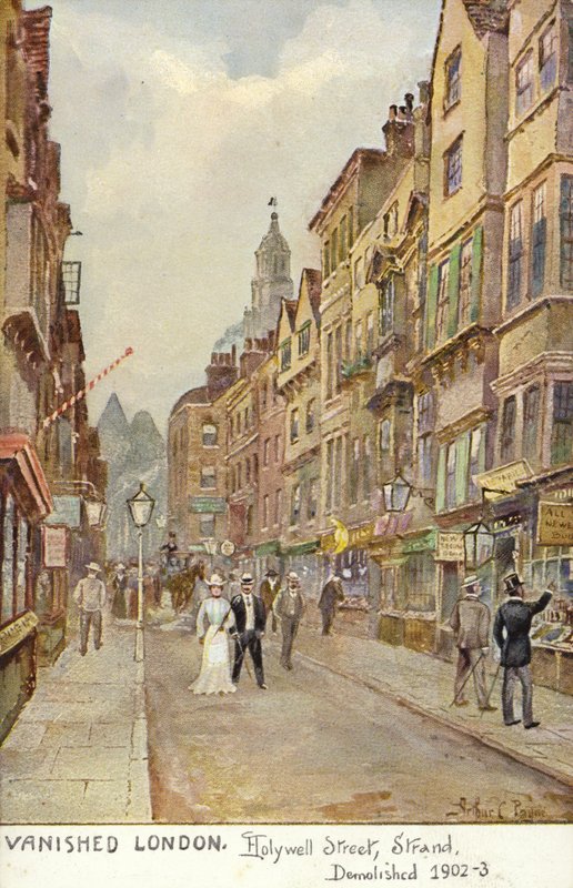 Zmizelý Londýn - Hollywell Street, Strand, zbořen 1902-3 od Arthur Charles Payne