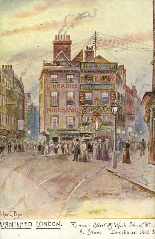Zmizelý Londýn - Holywell Street a Wych Street, z Strand od Arthur Charles Payne