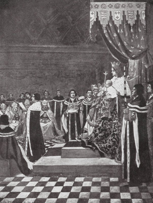 Jindřich VI. otevírá parlament se svou matkou (litografie) od Arthur David (after) McCormick