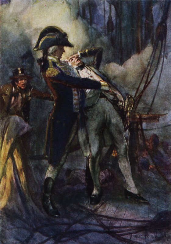 Nelson těžce zraněn u Nilu, kapitán Berry ho chytil do náruče, když padal od Arthur David McCormick