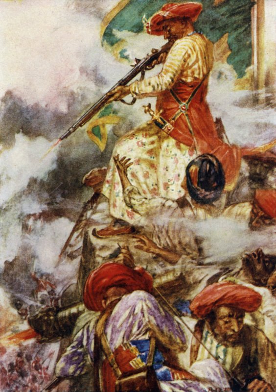 Sám Tipu stál a chladně střílel na své postupující nepřátele od Arthur David McCormick