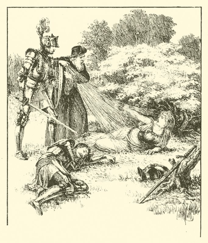 Sir Guyon, The Bower Of Bliss (rytina) od Arthur George Walker