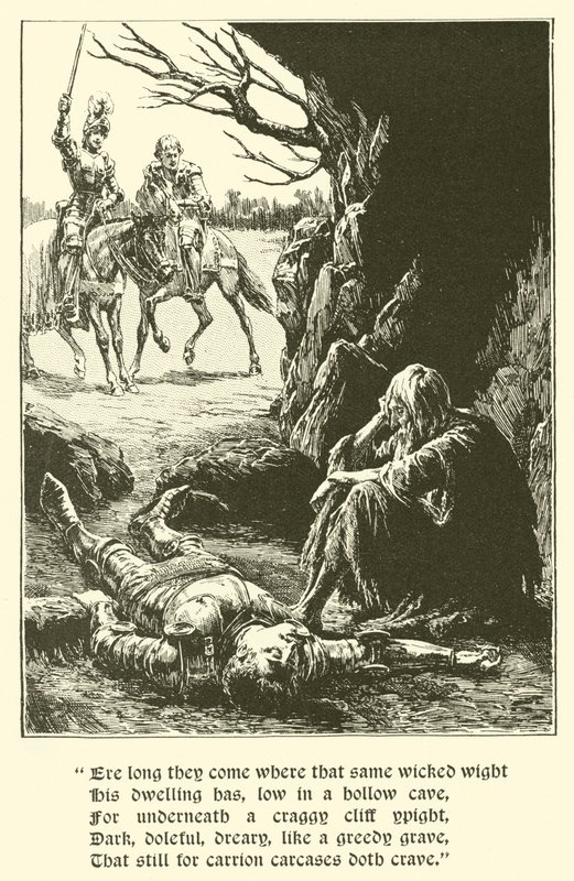 Rytíř Červeného kříže, V jeskyni zoufalství (rytina) od Arthur George Walker