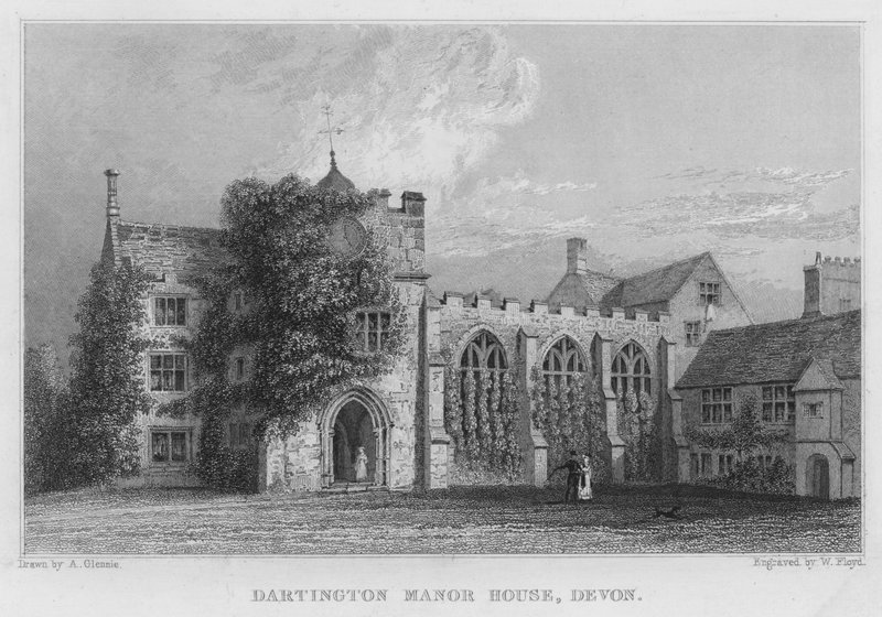 Darlington Manor House, Devon (rytina) od Arthur Glennie