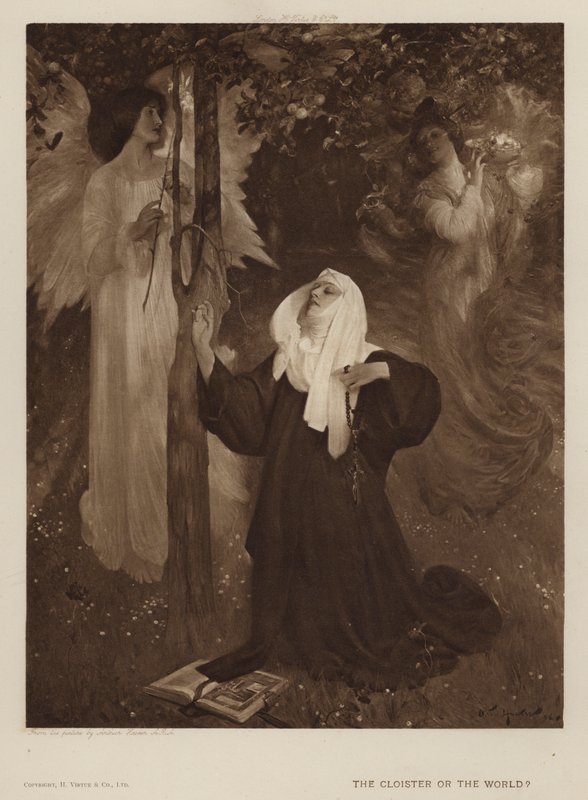 Klášter nebo svět? (litho) od Arthur Hacker