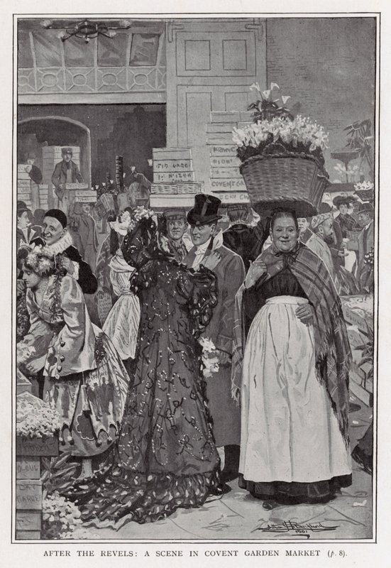 Po radovánkách - scéna v Covent Garden Market od Arthur Herbert Buckland