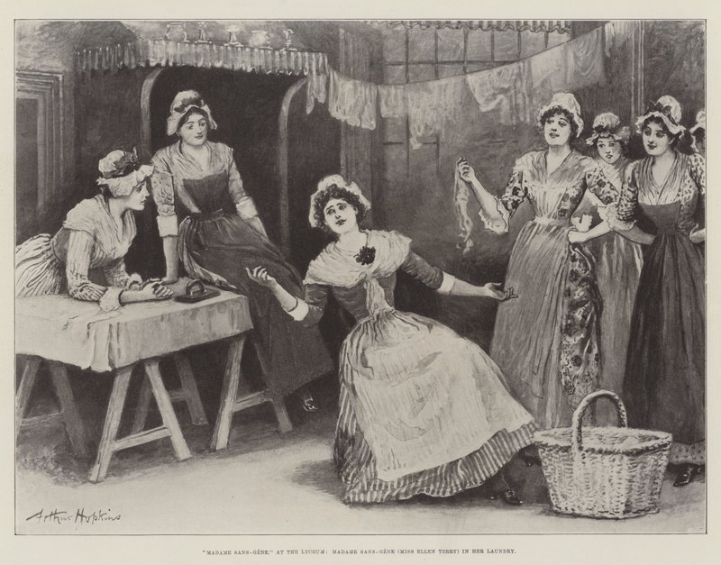 Madame Sans-Gene, v lyceu, Madame Sans-Gene (slečna Ellen Terry) ve své prádelně od Arthur Hopkins