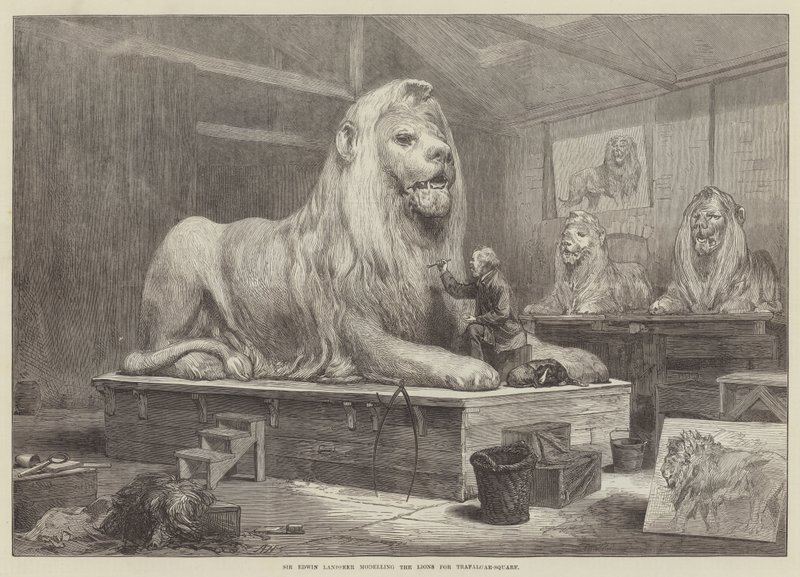 Sir Edwin Landseer modeluje lvy pro Trafalgarské náměstí od Arthur Hopkins