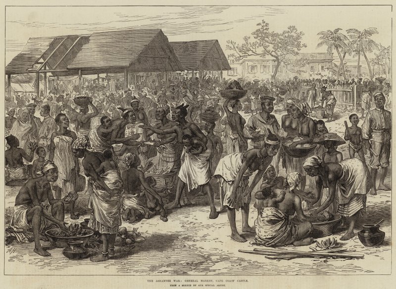 Válka v Ashantee, General Market, Cape Coast Castle od Arthur Hopkins