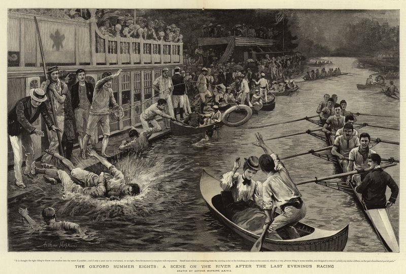 Oxford Summer Eights, Scéna na řece po posledním večerním závodění od Arthur Hopkins