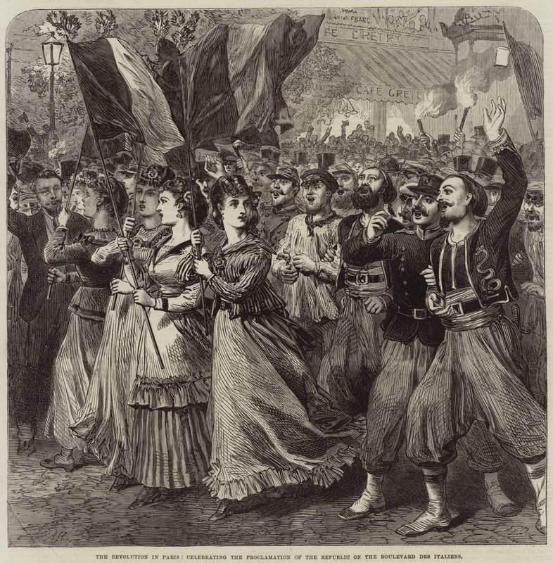 Revoluce v Paříži, oslava Vyhlášení republiky na Boulevard des Italiens od Arthur Hopkins