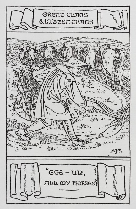 Hans Christian Andersen: Velký Claus a Malý Claus (litho) od Arthur Joseph Gaskin