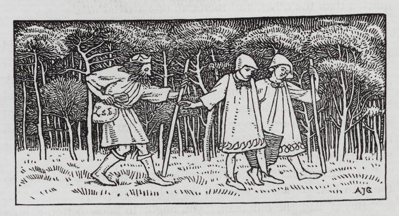 Hans Christian Andersen: The Elfin Hill (litho) od Arthur Joseph Gaskin