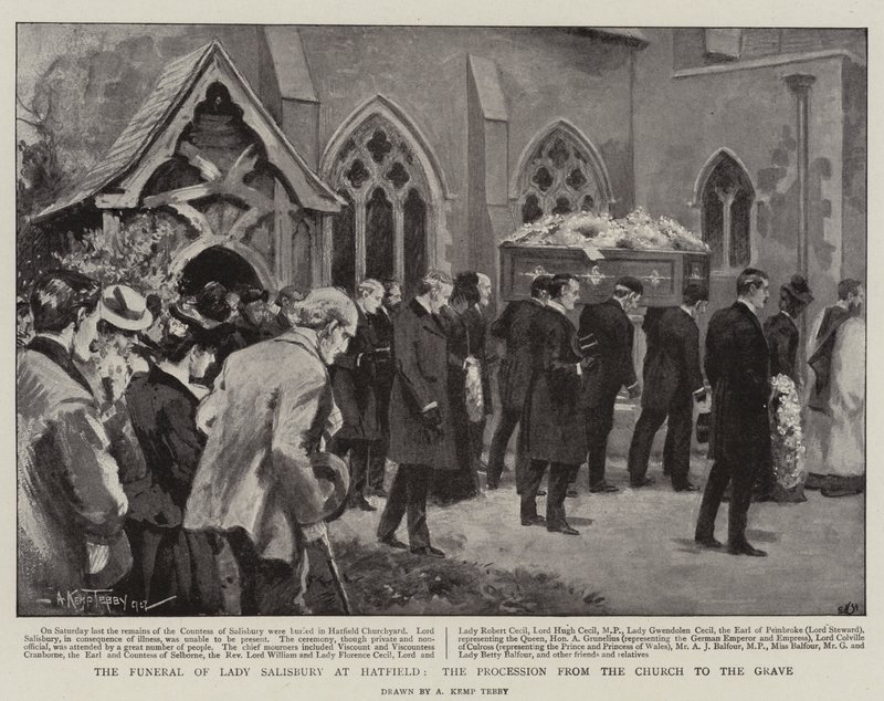Pohřeb Lady Salisbury v Hatfieldu, Průvod z kostela do hrobu od Arthur Kemp Tebby