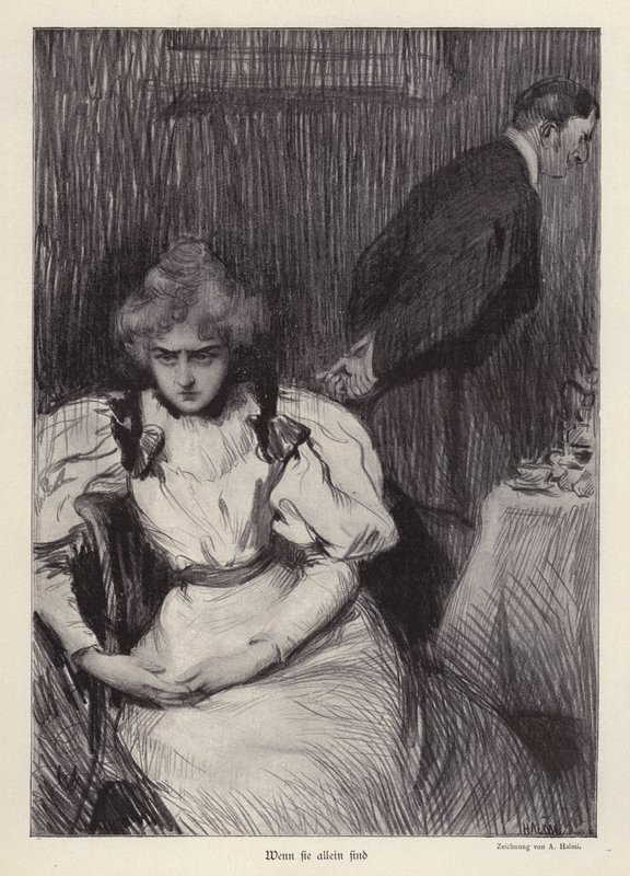 Když je sama (litho) od Arthur Lajos Halmi