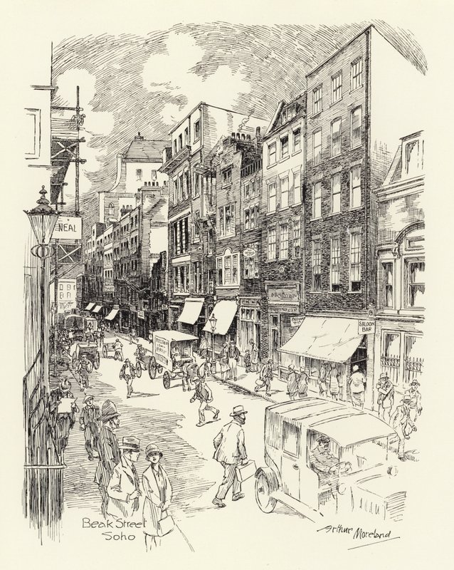 Beak Street, Soho (litografie) od Arthur Moreland