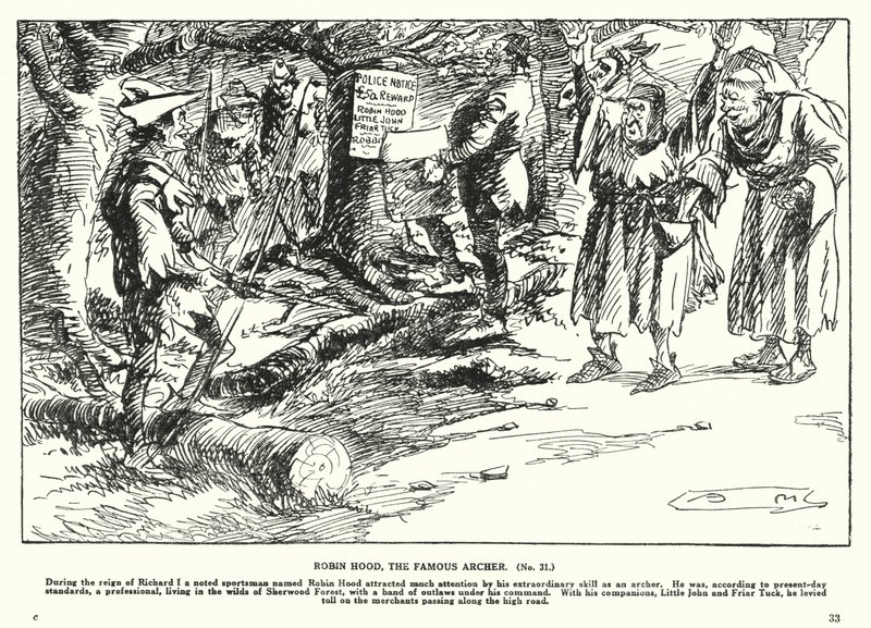 Robin Hood, slavný lučištník (litografie) od Arthur Moreland