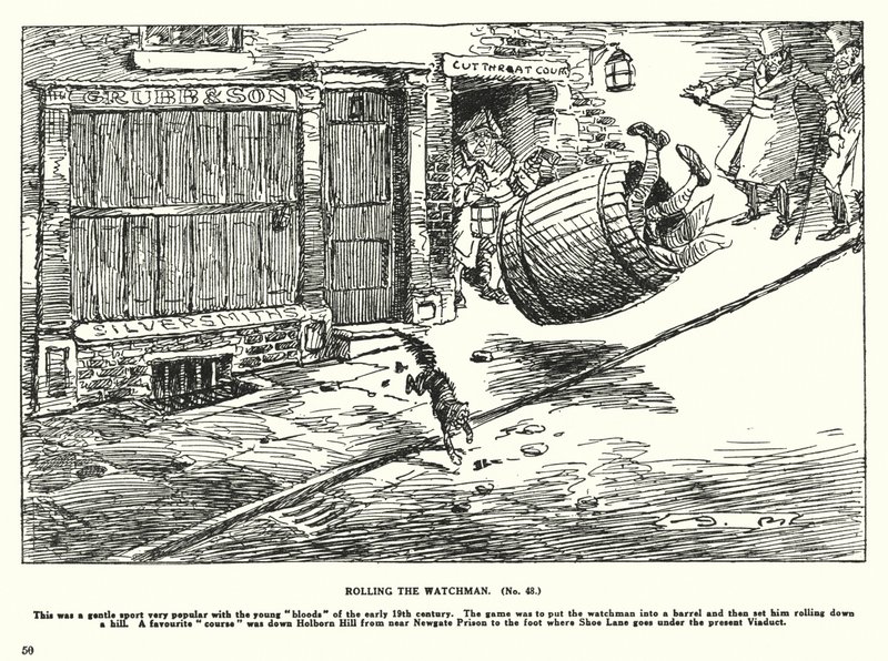 Rolling the Watchman (litografie) od Arthur Moreland