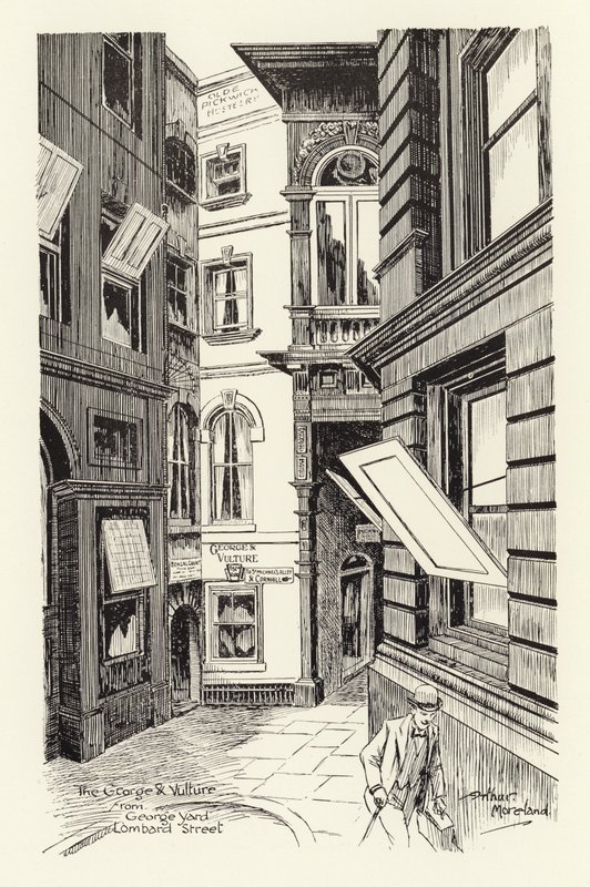 George  Vulture z George Yard, Lombard Street (litografie) od Arthur Moreland