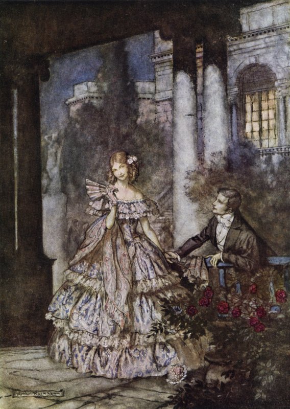 Reklama na mýdlo Cashmere Bouquet společnosti Colgate, vítěz ceny od klubu Art Directors v New Yorku na jejich výstavě reklamního umění v roce 1924 od Arthur Rackham