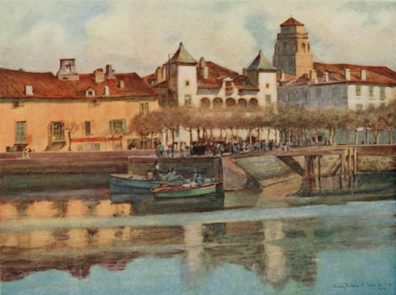 Baskicko: Lohobiague, St Jean de Luz (barevné lito) od Arthur Romilly Fedden