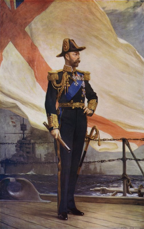 Král Jiří V. v námořní uniformě (barva litho) od Arthur Stockdale Cope