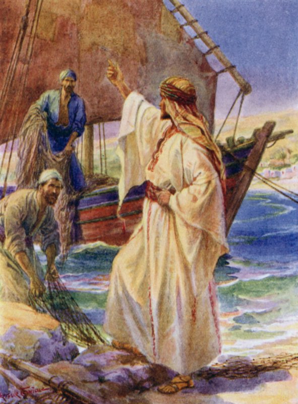 Ježíš volá Petra a Ondřeje (barva litho) od Arthur Twidle