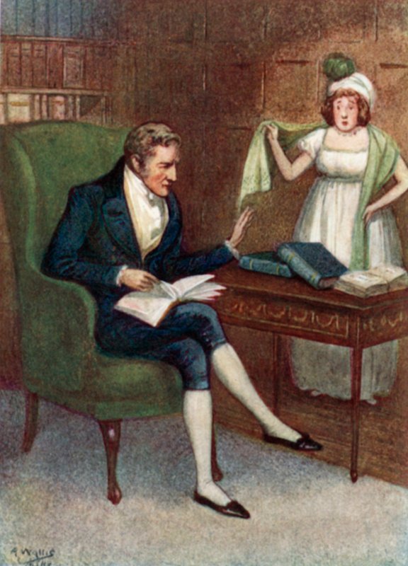 Ilustrace k Pýchě a předsudku od Jane Austenové od Arthur Wallis Mills