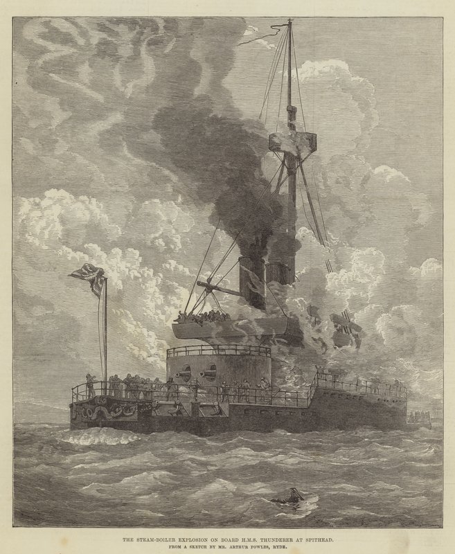 Exploze parního kotle na palubě HMS Thunderer v Spithead od Arthur Wellington Fowles