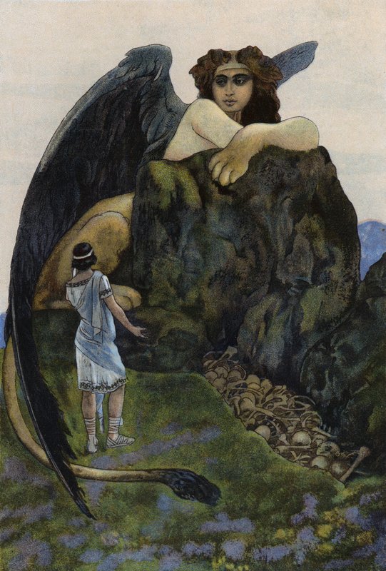 Oidipus a sfinga (barva litho) od Artus Scheiner