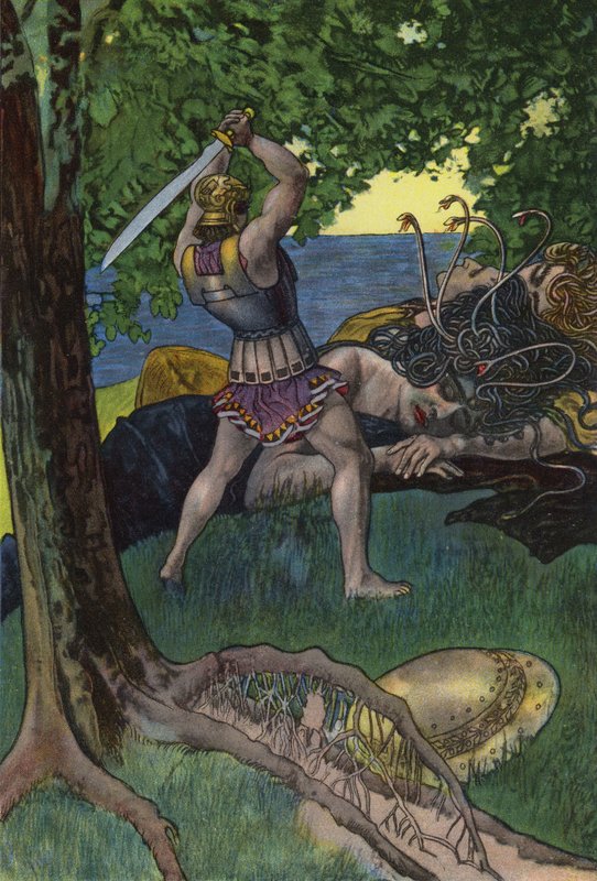 Perseus usekl hlavu Medúzy (barva litho) od Artus Scheiner