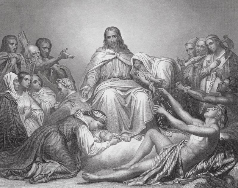Kristus Utěšitel, Lukáš, kapitola IV, verše 16, 21 (rytina) od Ary (after) Scheffer