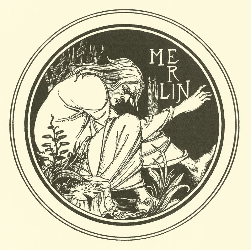 Merlin (litografie) od Aubrey (after) Beardsley