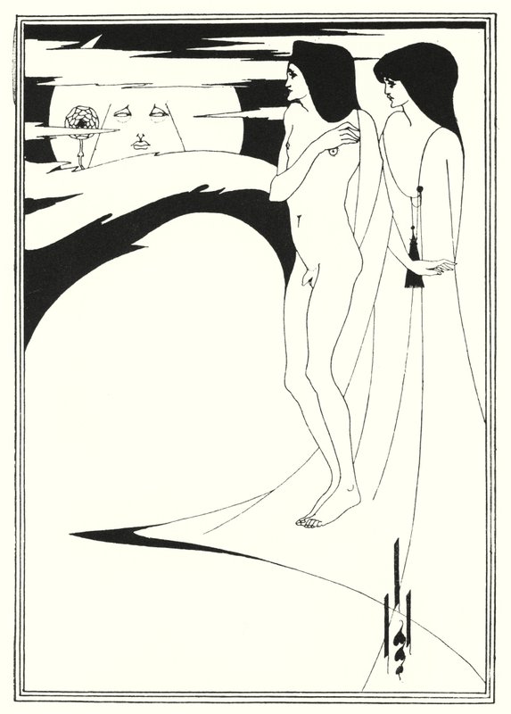Žena v měsíci (rytina) od Aubrey (after) Beardsley