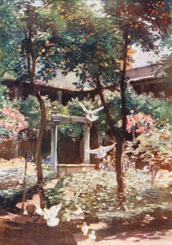 Řím: Klášter S Giovanni degli Genovesi (barevná litografie) od Aubrey Waterfield
