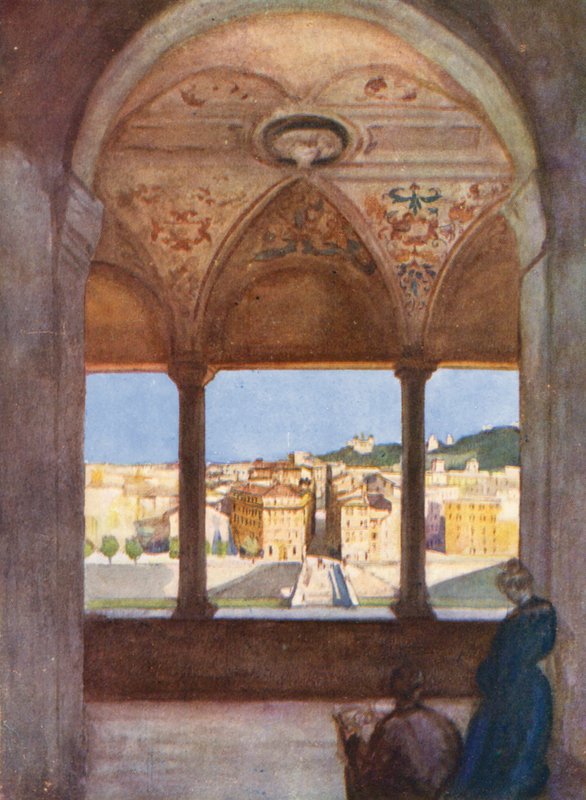 Řím: Andělské lodžie (barevná litografie) od Aubrey Waterfield