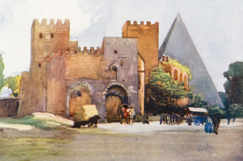 Řím: Brána S Paolo (barevná litografie) od Aubrey Waterfield