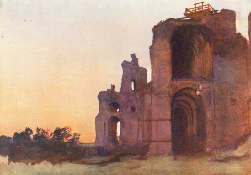 Řím: Septimiův palác (barevná litografie) od Aubrey Waterfield