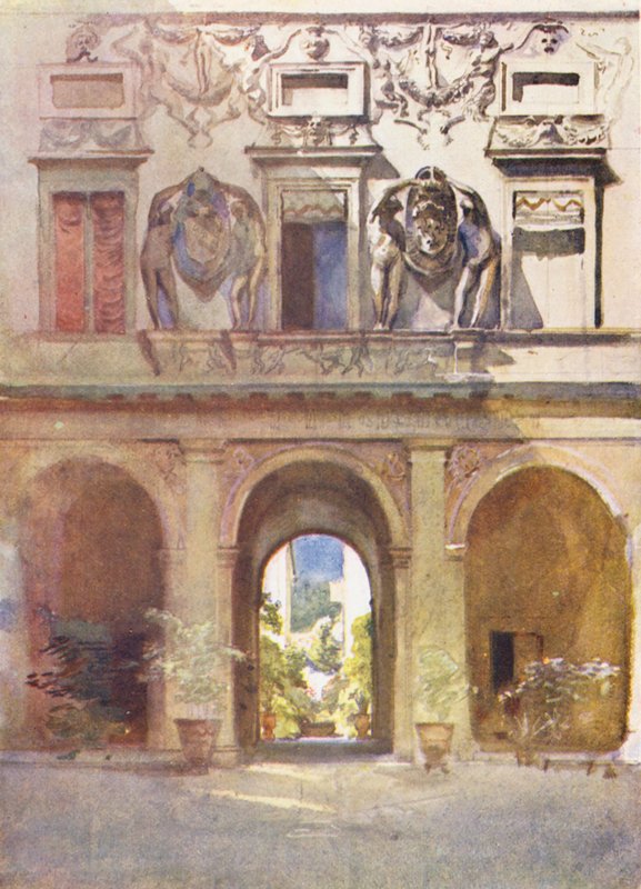 Řím: Palazzo Spada (barevná litografie) od Aubrey Waterfield