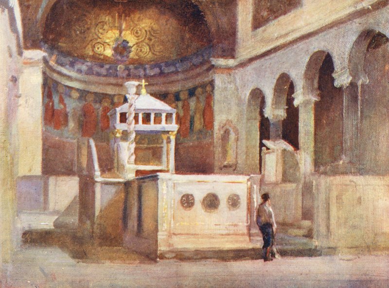 Řím: S Clemente (barevná litografie) od Aubrey Waterfield