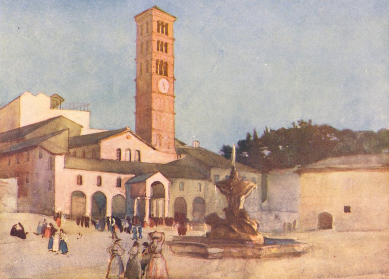 Řím: Maria in Cosmedin (barevná litografie) od Aubrey Waterfield