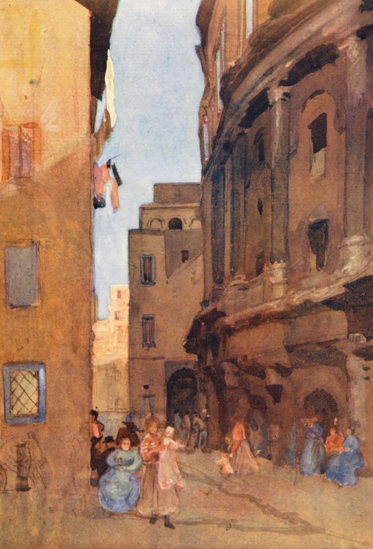 Řím: Marcellovo divadlo (barevná litografie) od Aubrey Waterfield