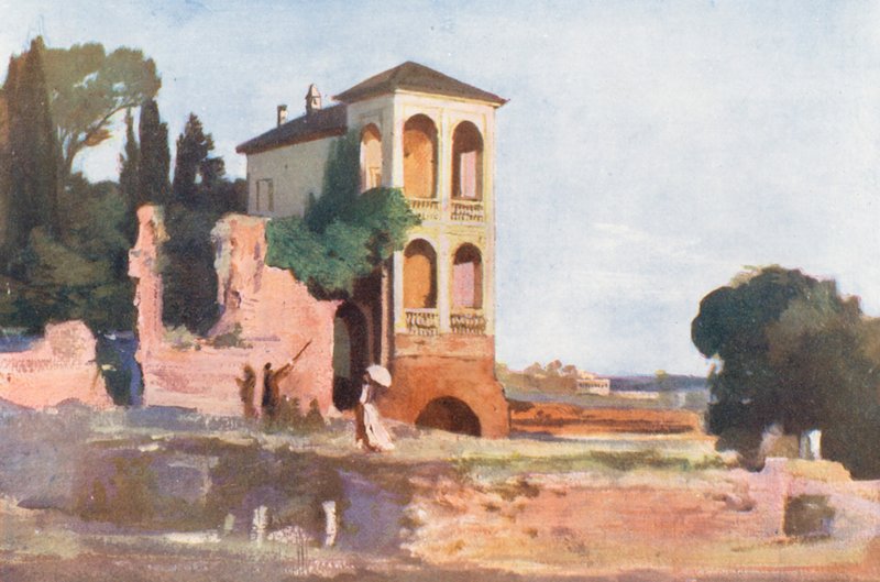 Řím: Mlýnská vila na Palatinu (barevná litografie) od Aubrey Waterfield