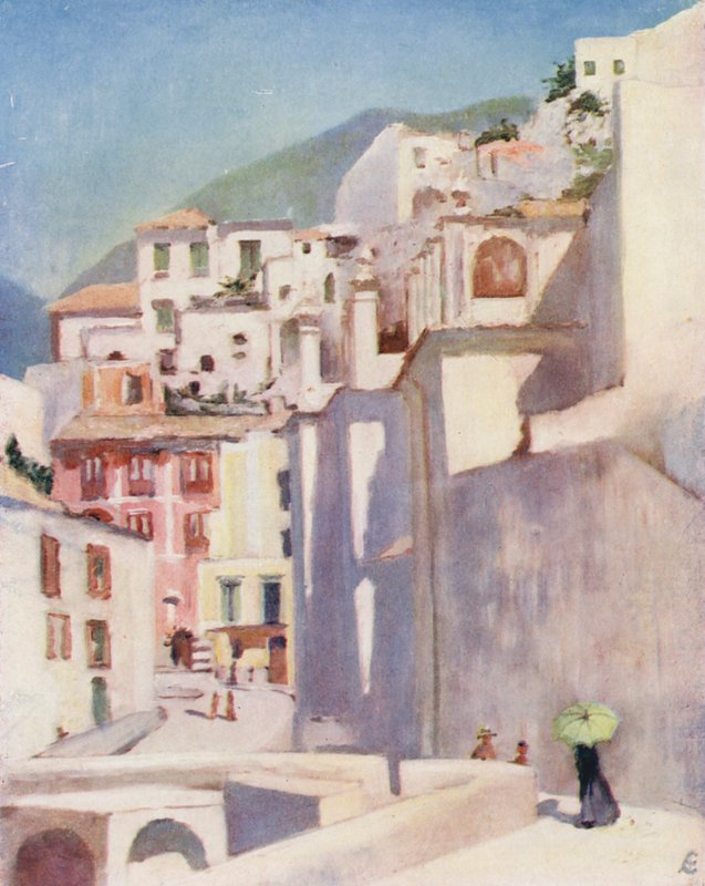 Amalfi v létě (barevná litografie) od Augustine Fitzgerald