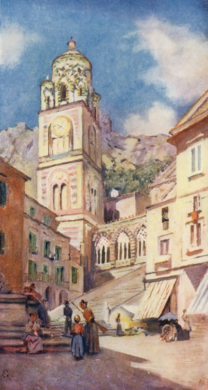 Katedrála v Amalfi (barevná litografie) od Augustine Fitzgerald