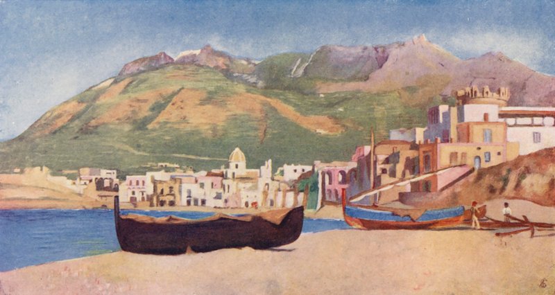 Forio Ischia (barevná litografie) od Augustine Fitzgerald