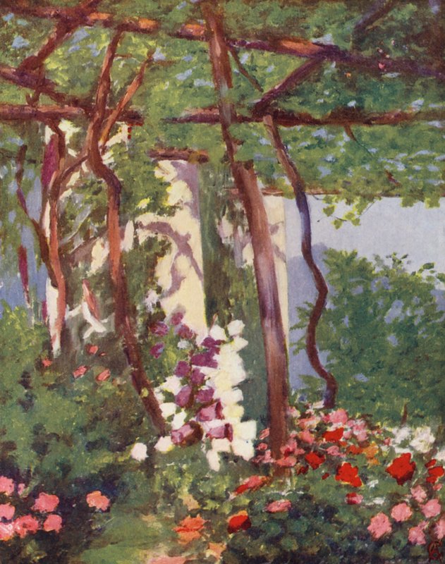 Zahrada, Villa Palumbo, Ravello (barevná litografie) od Augustine Fitzgerald